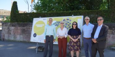 Wanderausstellung zur Sommerakademie Hochrhein auf dem Inseli Rheinfelden. 
