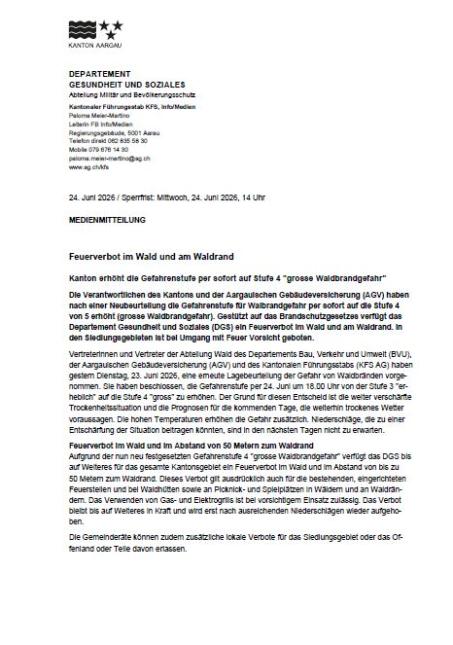 Medienmitteilung Kanton